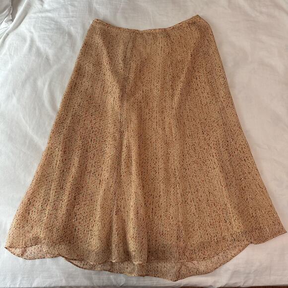 vintage silk midi slip skirt neutral metallic speckled y2k - Picture 5 of 6